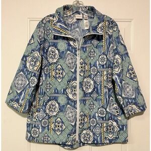 Weekends by Chicos Womens Lightweight Jacket Spring Colors 3/4 Sleeve Size 3